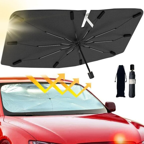 Other - 2025 Windshield Sun Shade Umbrella, Foldable Car Umbrella Sunshade with UV Block
